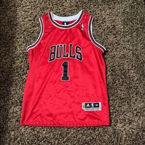 adidas Chicago Bulls #1 Red and Black Jersey